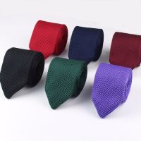 New Knitted Knit Leisure Triangle Solid Color Ties Normal Sharp Corner Necktie 7cm Width Men Classic Woven Designer Cravat