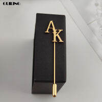 HotCustom 2 Letter Collar Pin ส่วนบุคคลชื่อเข็มกลัดผู้ชาย Lapel Badge เครื่องประดับสแตนเลสงานแต่งงานแต่งงาน Dia Del Padre Gift