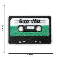 JPatch - (GOOD VIBES) เทปคาสเซ็ท ยุคเก่า ย้อนยุค 90s เพลง ฟังเพลง ตัวรีดติดเสื้อ อาร์มรีด อาร์มปัก มีกาวในตัว การ์ตูนสุดน่ารัก งาน DIY Embroidered Iron/Sew on Patches