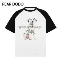 PEAR DODO เสื้อยืดแขนสั้นหมาแขนแร็กแลนทรงหลวมวินเทจสไตล์เกาหลีสำหรับผู้หญิง