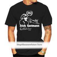 ผ้าฝ้ายแท้ เสื้อยืด ผ้าฝ้าย พิมพ์ลาย Erich Hartn Me109 Luftwaffe Ritterkreuz Trager Flieger Unterschrift สําห  Y9OH