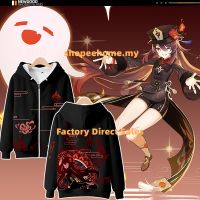 New Anime Genshin Impact Hu Tao Zipper Hoodie Japanese Mens Fashion Womens Loose 3D Printing