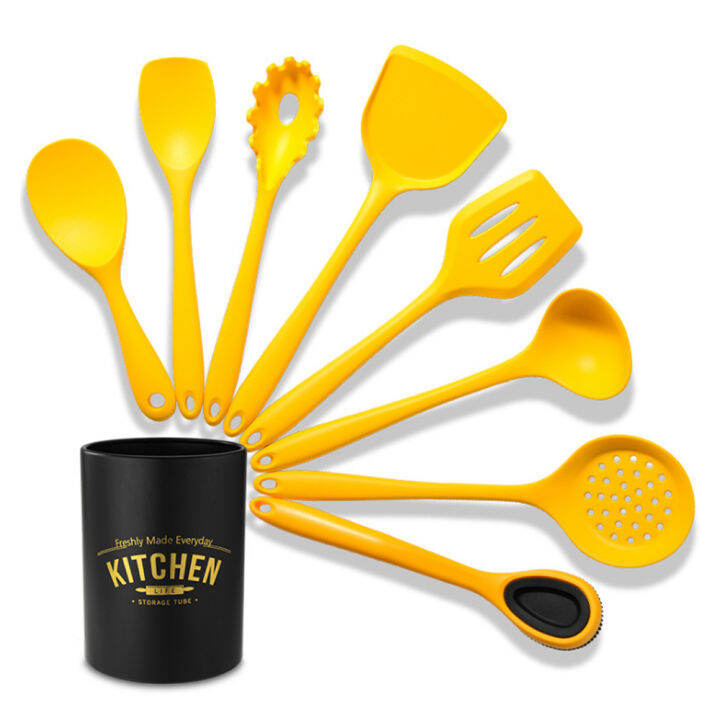 9pcs-non-stick-silicone-cooking-utensils-set-spatula-soup-spoon-brush-ladle-pasta-colander-kitchen-cookware-kit-with-storage-box