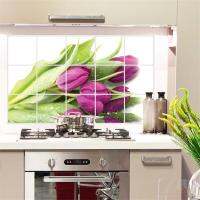 【2023】New Flowers Tulip Anti-oil Wall Sticker For Kitchen Tile Poster Home Decor Aluminum Foil Heat-resistant Oilproof Art Mural Decal