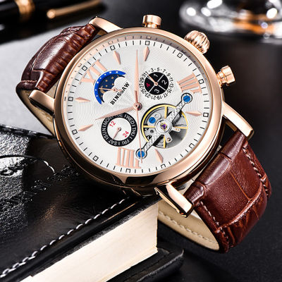 Limited New Automatic Mechanical Tourbillon Watch Men Moon Phase Sports Stainless Steel Watches Mens Relogio Masculino
