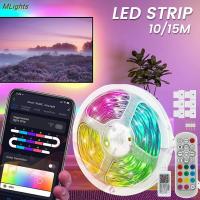 ไฟแถบไฟ LED RGB ตกแต่งห้องครัวที่บ้านไฟ LED แถบไฟแถบไฟ LED 32.8ft/49.2ft ไฟ LED บลูทูธ RGB พร้อมแอปควบคุมเพลงซิงค์ไฟ LED กับ64โหมดฉาก16ล้านสีเทปรีโมทคอนโทรล LED ตกแต่ง DIY