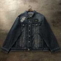 【NEW COMING】Autumn New Leather Label Embroidery Wash Denim Coat Jacket Couple