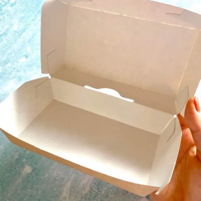 .CmONHAND 10 PCS Kraft Carton Plain Lunch Food Box Meal Box Disposable Packaging (13.7x7.5x5.6