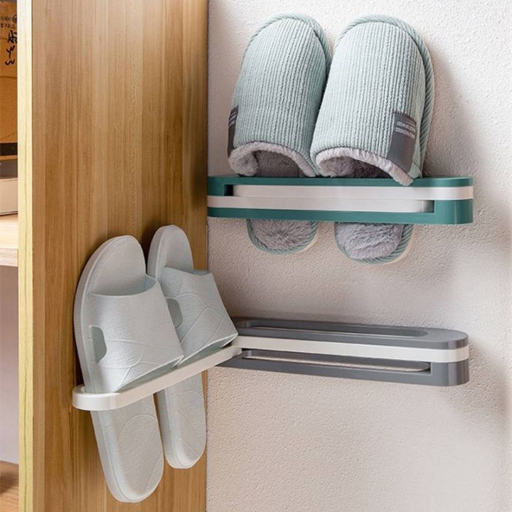 3-in-1-folding-slippers-rack-organizer-wall-mounted-slippers-shelf-retractable-towel-storage-rack-bathroom-shelves-accessories