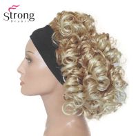 StrongBeauty Short Super Curly Dark Brown Silky Soft Headband Wig Synthetic Hair Wigs Gift ของขวัญ