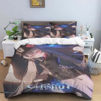 【hot】✜₪✳ Genshin Print Three Piece Set Fashion Article Children or Adults for Beds Quilt Covers Pillowcases