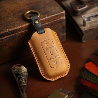 Car Key Case Cover Crazy Horse Leather Keychain Holder Keyring Accessories for Dongfeng Fengon 580 2017 Auto Shell Fob Pouch