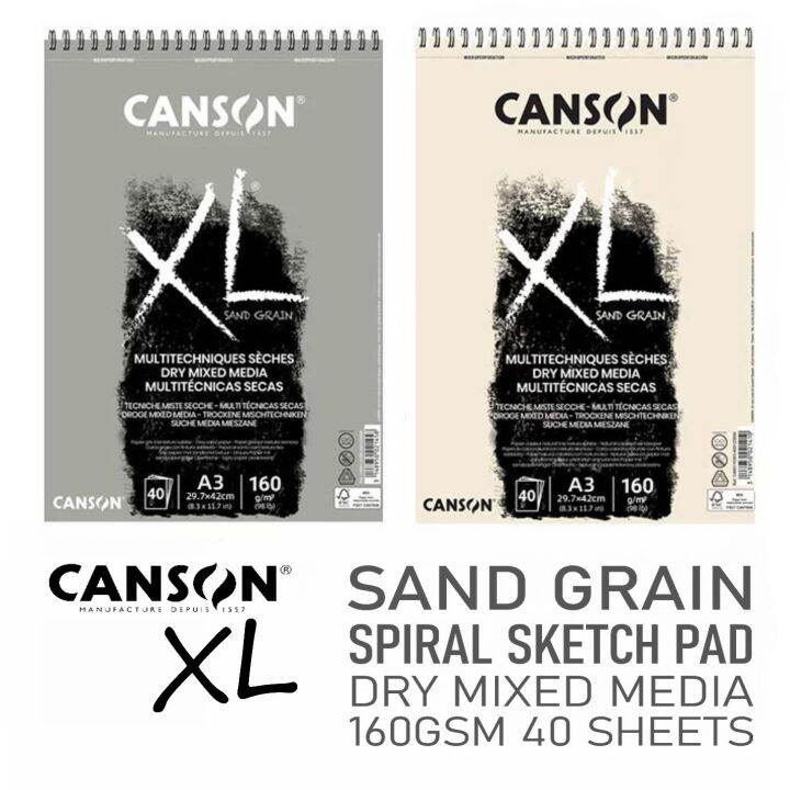 CANSON XL Sand Grain Spiral Sketch pad with sand paper surface, 40 ...