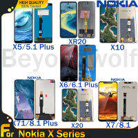 Beyondwolf หน้าจอจอ LCD แบบดั้งเดิมสำหรับ Nokia X 5(5.1บวก) X6(6.1บวก) X7(8.1) X71(8.1บวก) X20 X10 XR20หน้าจอสัมผัสแอลซีดีสำหรับชุด Nokia X พร้อมเครื่องมือซ่อมและกาวฟรี