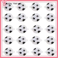 LUCKY HAIRACC 30 pcs โลหะผสมอัลลอยด์ เครื่องรางกีฬาฟุตบอล เล็กๆน้อยๆ 0.8นิ้วค่ะ จี้รูปฟุตบอลเคลือบการ์ตูน การทำเครื่องประดับ กลมกลมๆ ข้อต่อสร้อยคอแหวนคู่ สำหรับกำไลข้อมือ