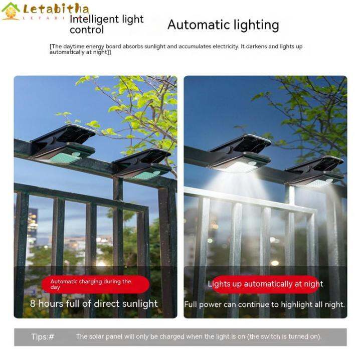 letabitha-หลอดไฟพลังงานแสงอาทิตย์กลางแจ้งแบบหนีบ72led-โคมไฟติดผนังเซ็นเซอร์เคลื่อนไหวสว่างมากสำหรับรั้วดาดฟ้ากำแพงโรงรถ