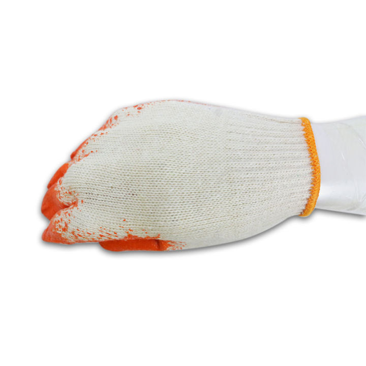 ถุงมือผ้าเคลือบยางพารา-สีส้ม-ถุงมือเกษตรกรรม-คู่ใหญ่-ยางหนา-แพ็คละ-12-คู่-1-โหล