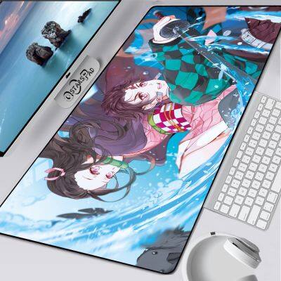 Demon Killer Mouse Pad แผ่นรองเมาส์สำนักงาน Genshin Mouse Pad 900 × 400 คีย์บอร์ดเกมมิ่ง Rubber Pad แผ่นรองโต๊ะอะนิเมะ