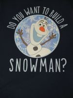 NWOT Dasney แช่แข็ง OLAF DO YOU WANNA BUILD SNOWMAN สีฟ้าขนาดใหญ่เสื้อยืด