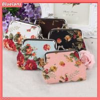 【Bluelans】Vintage Flower Canvas Women Hasp Clutch Buckle Coin Purse Cash Card Holder Bag