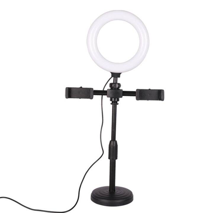 VNLT7B 16cm LED Selfie Ring Light with Dual Phone Holder for Photo Studio  Live Video Stream Makeup 