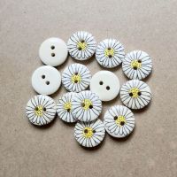 50PCs Wood Sewing Buttons Scrapbooking Round 2 Holes Chrysanthemum 15mm Dia. Costura Botones decorate bottoni botoes B20417 Haberdashery