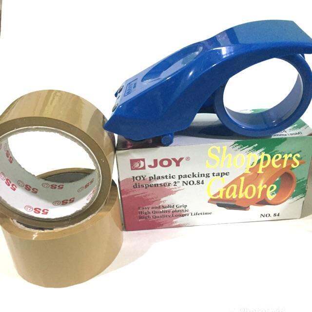 NEW!! JOY PLASTIC PACKING TAPE DISPENSER with FREE 2 pcs of 2”x 50