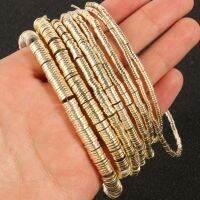 【CW】✧✷✵  2/3/4/6mm Charms Flat Disc Gasket Beads Gold Plated Hematite Stone Loose Jewelry Handicrafts