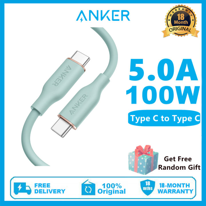 Anker Powerline III Flow, USB C to USB C Cable 100W 3ft, Type C Charging  Cable Fast Charge(Midnight Black) 