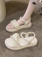 ❏ Internet celebrity sandals for women 2023 summer new fashion thick-soled fairy style Roman shoes pearl outer wear soft sole