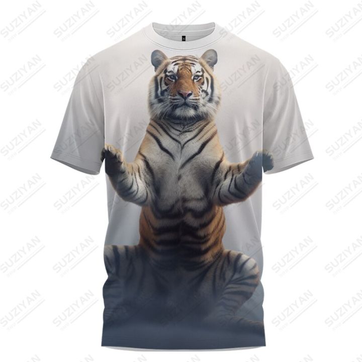 ฤดูร้อนเสื้อยืดผู้ชาย-tiger-ฝึกศิลปะการต่อสู้-3d-พิมพ์เสื้อยืดแฟชั่นเสื้อยืดหลวมสบายๆกีฬาเสื้อยืด