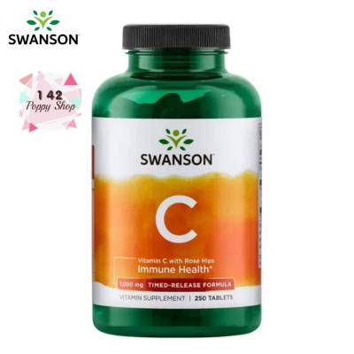 วิตามินซี Swanson Premium Vitamin C with Rose Hips 1,000 mg Timed-Release 250 Tablets