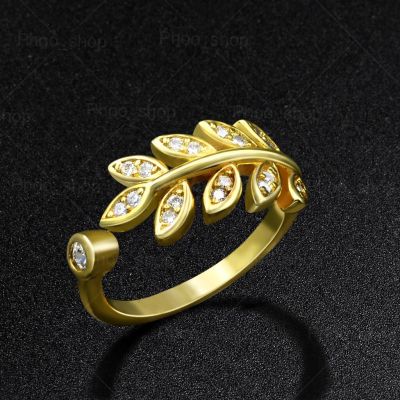 แหวนคู่รัก แหวนแต่งงาน แหวนใบไม้ ประดัปเพชรCZ แหวน แหวนผู้หญิง แหวนใบมะกอก นำโชค เสริมดวงความรัก ชุบทอง เหมือนแท้ ฝังเพชร CZ