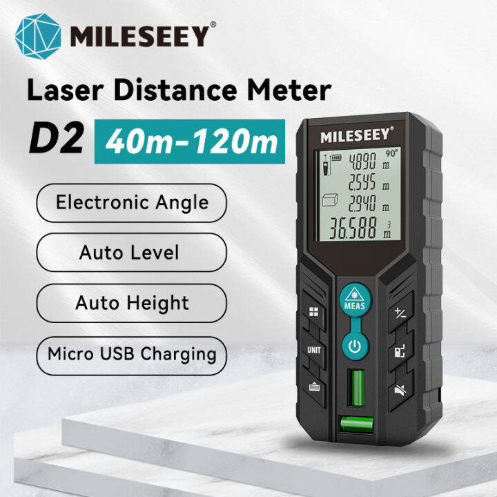 Mileseey Rechargeable Laser Distance Meter with Electronic Angle D2 40m