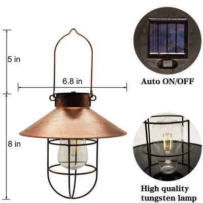Solar Hanging Lanterns Vintage Outdoor Waterproof Solar Light with Warm LED Bulbs for Garden Yard Patio Pathway Xmas Party Decor