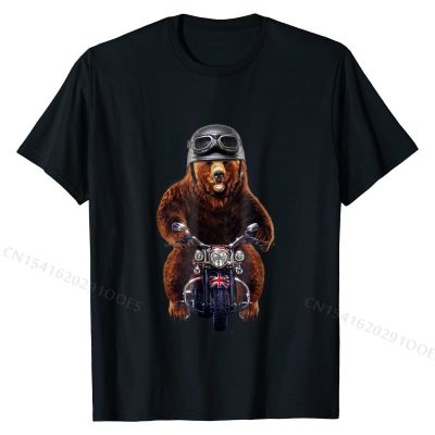 T-Shirt, Biker Grizzly  Riding Motorcycle w Helmet Print T Shirts T Shirt for Men Hip Hop Cotton 3D Printed T Shirt