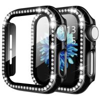 ZZOOI Tempered Glass Cover for Apple Watch Case 45MM 41MM 44MM 40MM 42MM Diamond Bumper Screen Protector For Iwatch Series 7 6 SE 5 4