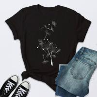 White Dandelion Black Tee Tshirt Print Cartoon Graphic Tshirt Gildan