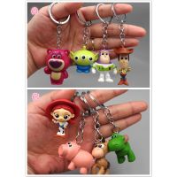 ☋ 4pcs Toy Story Action Figure Toy Woody Strawberry Bear Keychain Pendant Gifts