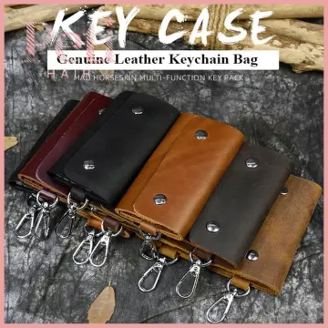 Handmade EDC Key Bag Genuinie Leather DIY Smart Key Holder Pocket  Housekeeper Key Case Pouch For Men Organizer Keychain Keyring