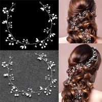 ZLL งานแต่งงานหรูหราเจ้าสาว Rhinestone faux Pearl headband Tiara หูฟังผม