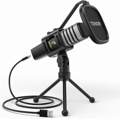 USB Microphone, TONOR Cardioid Condenser Computer PC Mic with Tripod Stand, Pop Filter, Shock Mount for Gaming, Streaming, Podcasting, YouTube, Voice Over, Twitch, Compatible with Laptop Desktop, TC30
