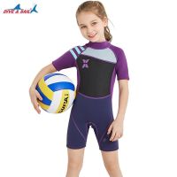 New 2.5MM Neoprene Diving Wetsuits For Kids Rash Guards Short Sleeve One Piece Swimsuit Girls Swimming Surf Suit