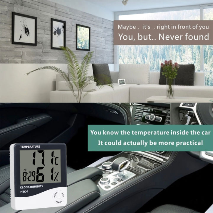 ดิจิตอลเครื่องวัดอุณหภูมิภายในเครื่องวัดความชื้นของอากาศ-htc-1ห้องอุณหภูมิความชื้นสัมพัทธ์เมตรนาฬิกา