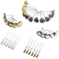 9Pcs/set Steel Wire Brass Rust Removal Mini Brush Polishing Tool for Drill Polishing Grinding Wheel T shaped Cleaning Supplies