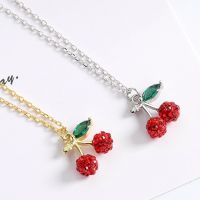 พร้อมส่ง S925 สร้อยคอ Cherry Necklace money เงินแท้ จี้หินคริสตัล แฟชั่น จี้ คริสต์มาส ปีใหม่ วันเกิด ของขวัญ