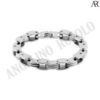 ANGELINO RUFOLO Bracelet ดีไซน์ Oval Chain สร้อยข้อมือผู้ชาย Stainless Steel 316L(สแตนเลสสตีล)คุณภาพเยี่ยม สีเงิน