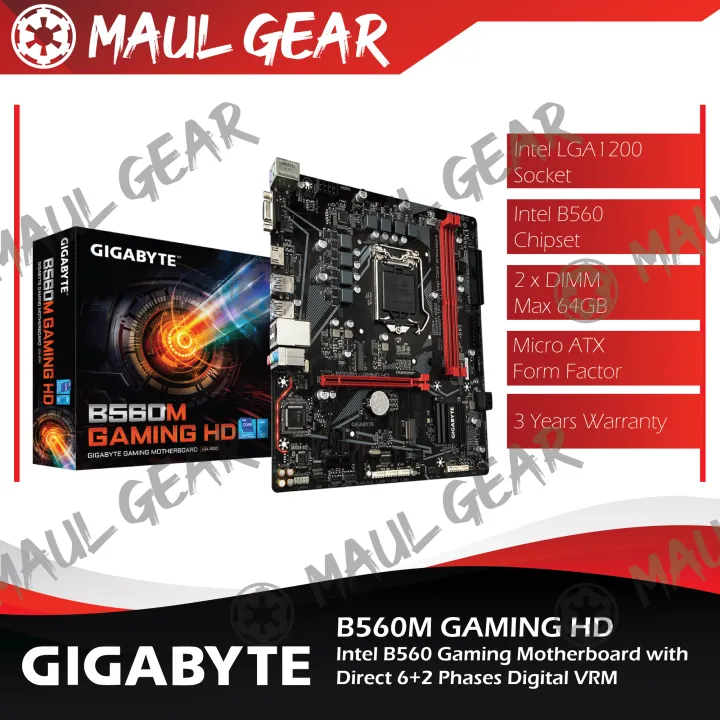 GIGABYTE B560M GAMING HD Gaming Motherboard with Direct 6+2 Phases ...