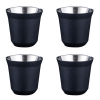 4X 80Ml Double Wall Stainless Steel Espresso Cup Insulation for Coffee Cup Capsule Shape Coffee Mugs,A