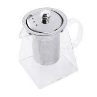 Square Glass Teapot with Infuser, 550 Ml Borosilicate Tea Pot with Strainer, Clear Leaf Tea Pots for Loose Tea